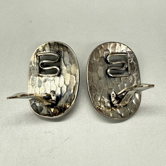 Napier 1950s Silver Plated Faux Lapis Earrings - Picture 2 of 5